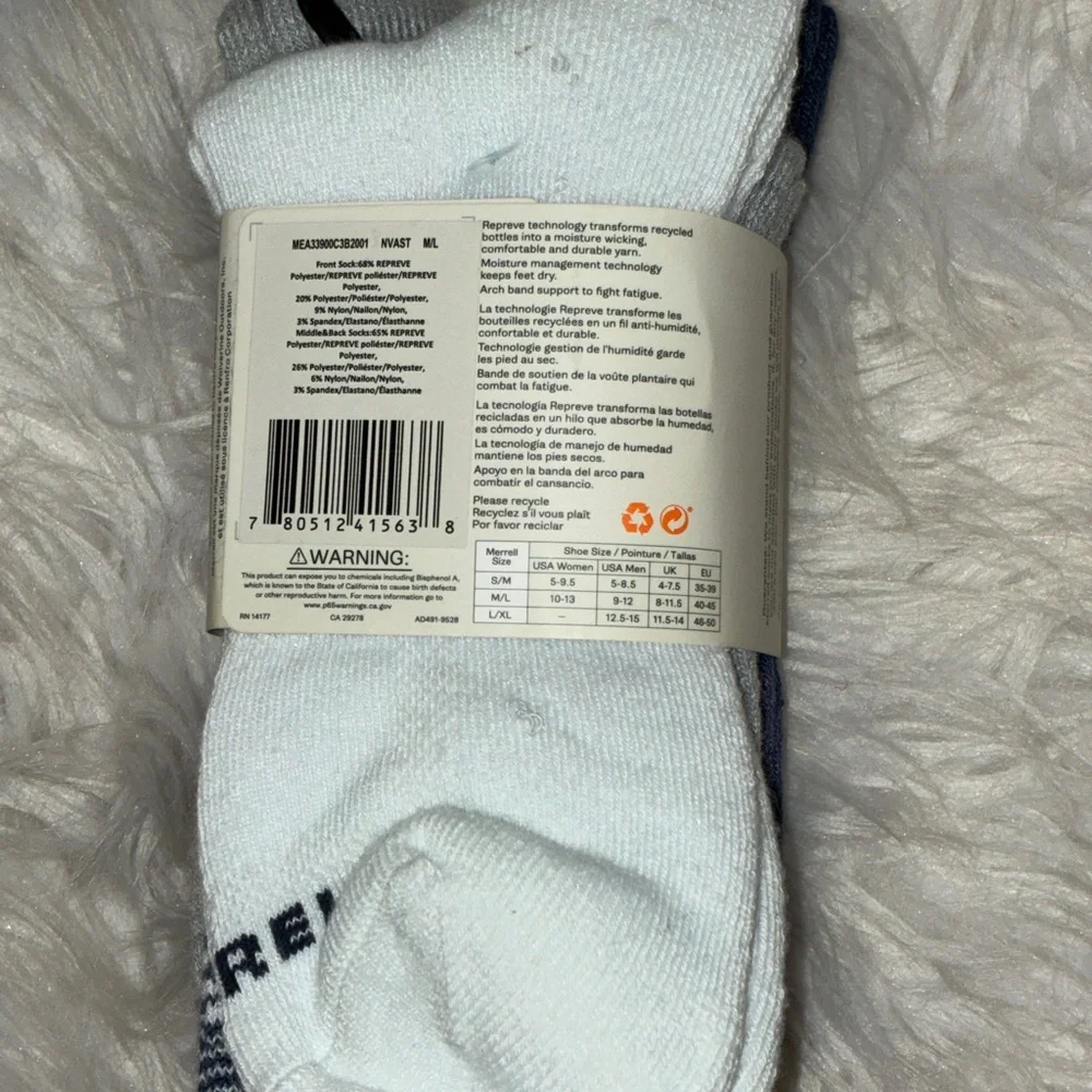 Merrell Repreve All Purpose Socks - Unisex 3 pack.